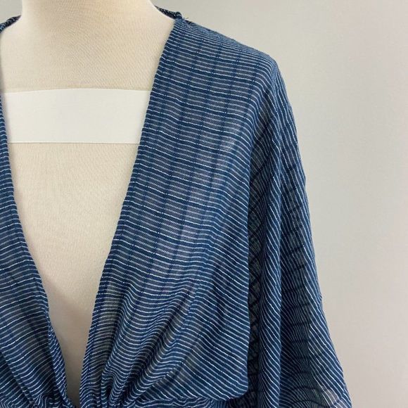 NWT TREASURE & BOND Blue Pinstripe Long Open Tie Cardigan (O/S) - Picture 3 of 9